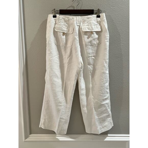 Charter Club White 100% Linen Cropped Length Lined Pants Size 8P - Picture 2 of 6